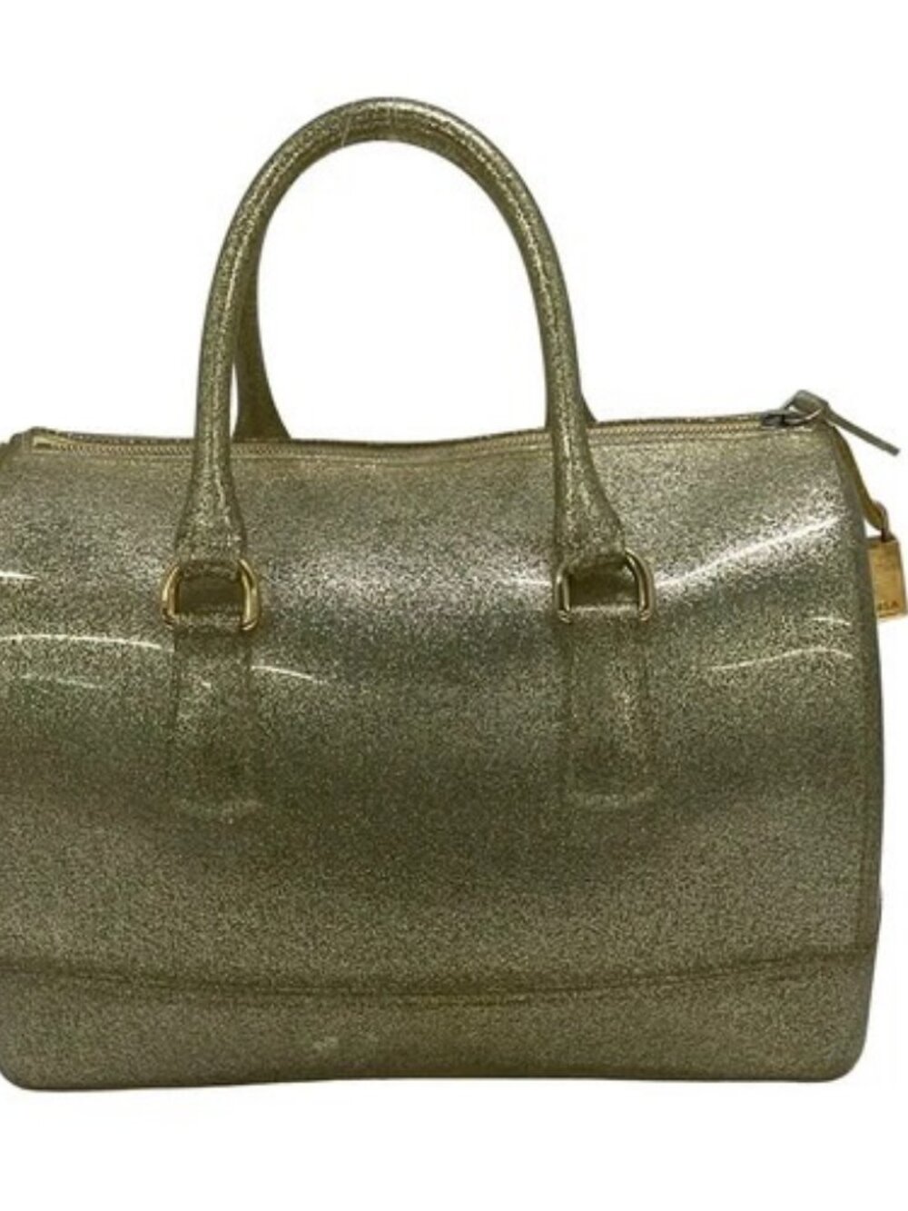 FURLA Candy Bag Cream Gold Rubber Handbag